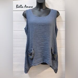 BELLA AMORE Blue Linen Tunic 1X